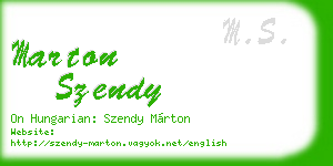 marton szendy business card